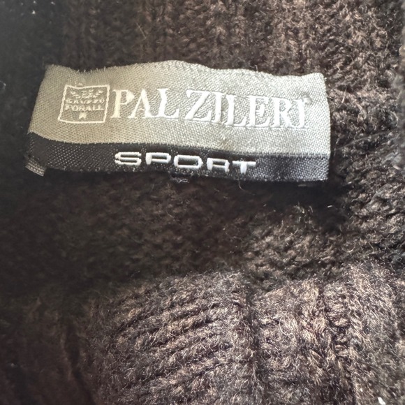 Pal Zileri Sport Italian Alpaca & Merino Brown Knit Sweater with Velvet Panels - Picture 5 of 16